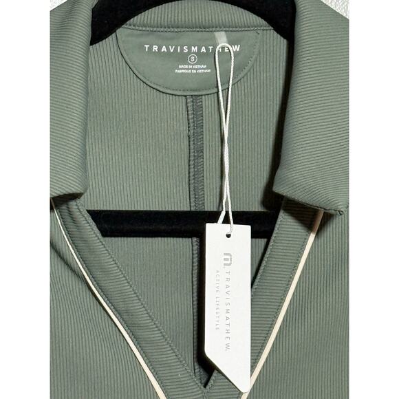 NWT Travis Mathew Sip & Sea Agave Green Size Small White Trim Sleeveless - Picture 4 of 7